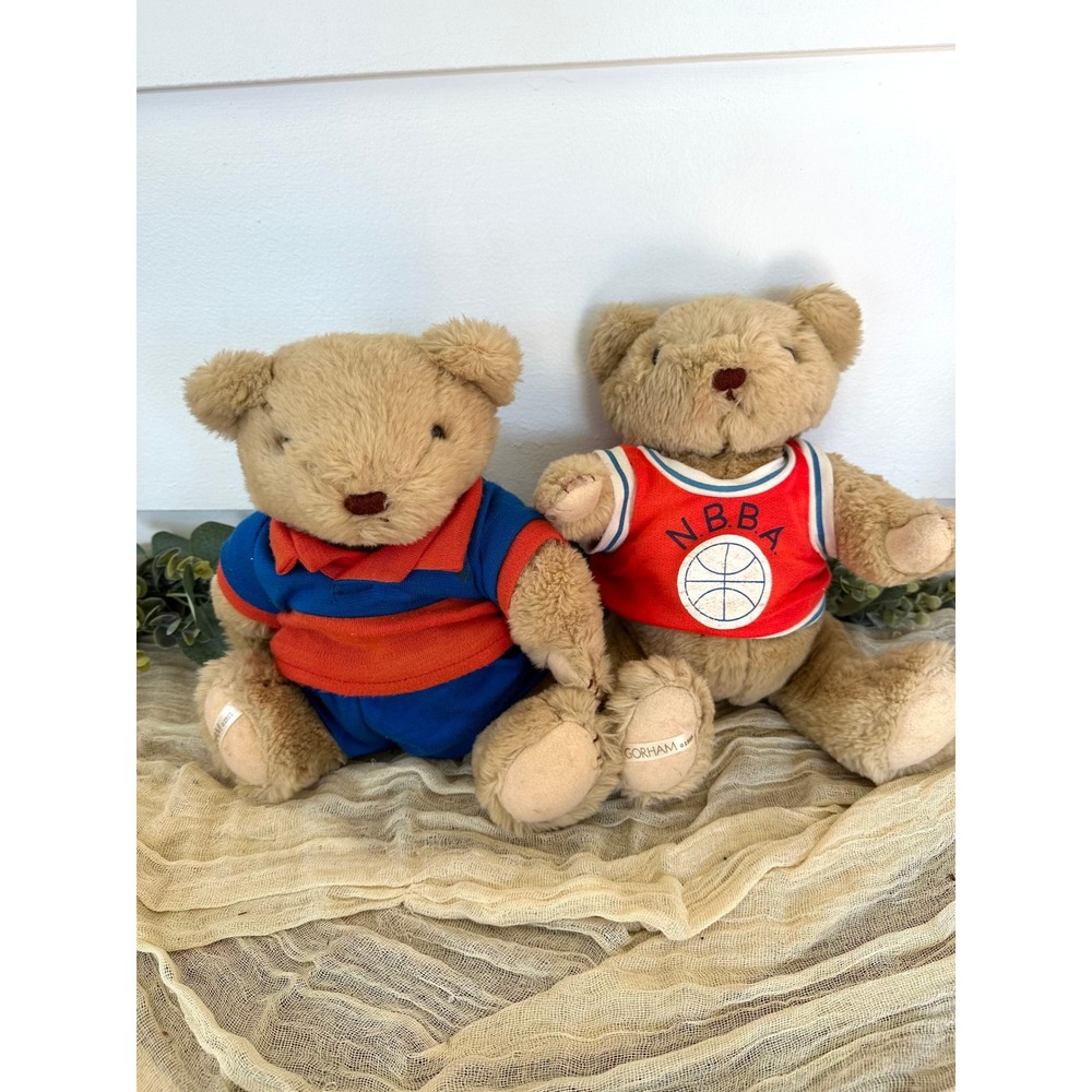 Vintage Gorham sport teddy bear‎ soccer basketball jointed